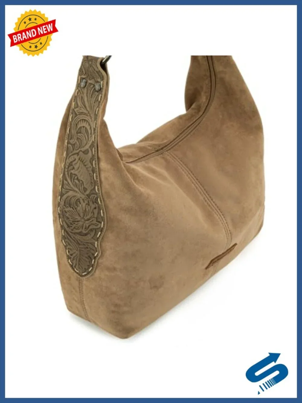 Suede Hobo Purse Embossed Slouchy Shoulder Bag 2Pcs Set